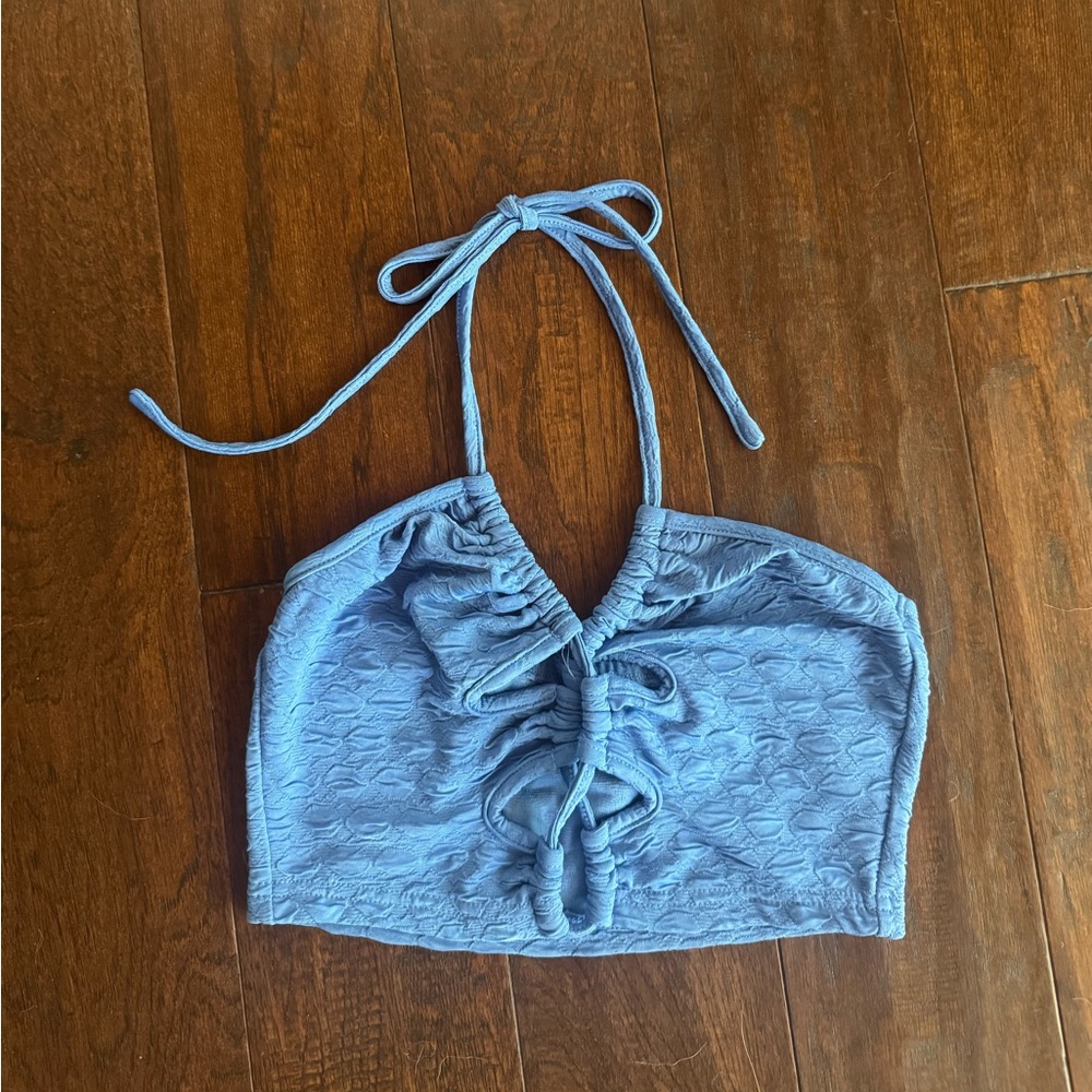 Blue Halter Crop Top
